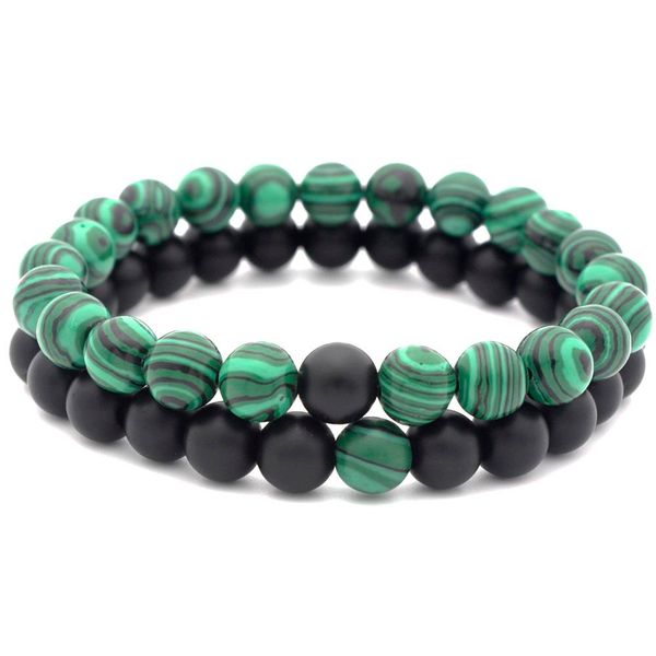 

new beaded bracelets natural pumice stones charm jewelry 8mm yoga energy bracelet bangles malachite bracelet, Black