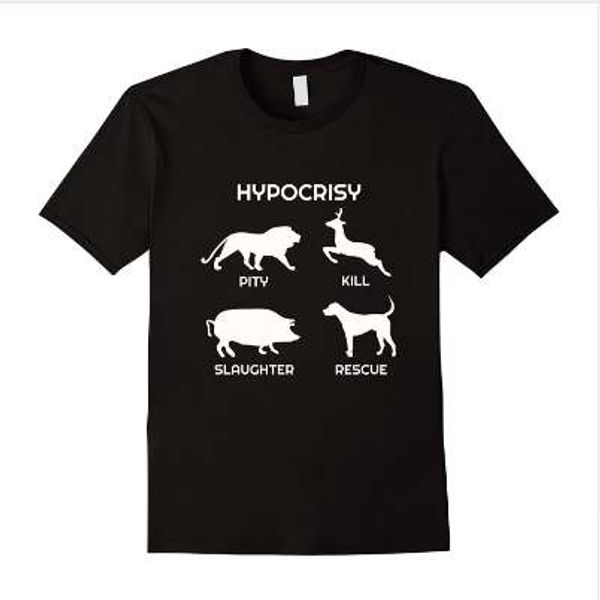 

animal rights shirt - hypocrisy vegan t shirt summer men's brand clothing o-neck short sleeve brand shirt, White;black