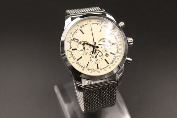 

new stylish old brand quartz-watches men milky dial analog platinum case & skeleton special stainless steel brand 1884 digital watch, Slivery;brown
