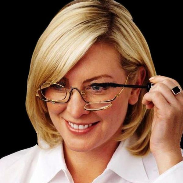 

women make-up 2.5x magnifying pocket mirror maquiagem espelho makeup eye alloy glasses spectacles flip down lens z2037