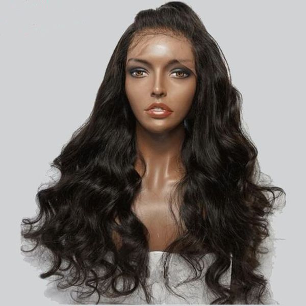 

mhazel natural color150%denstiy lace front&full lace wig baby hair pre plucked brazilian virgin human hair wigs part, Black;brown