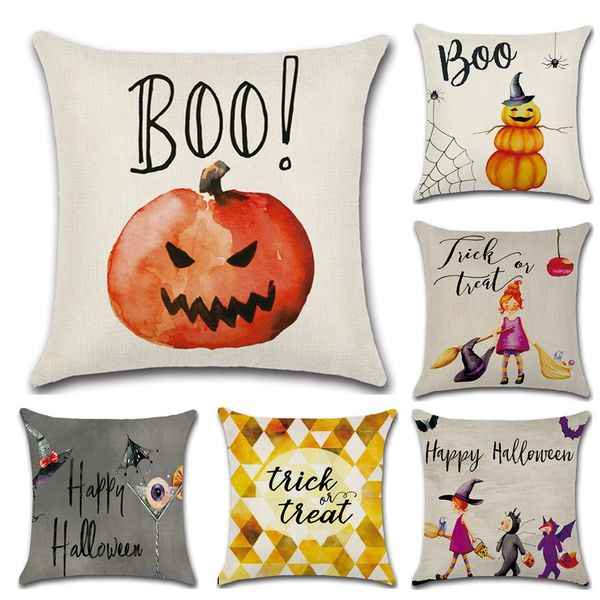

new pillow case 6 styles pillow cover cotton halloween series 3 pumpkin little witch cartoon hug cushion cover home decoration pillowcase