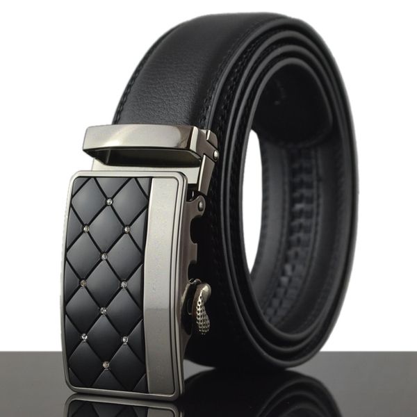 

genuine leather belts for men male brand automatic ratchet buckle belt, Black;brown