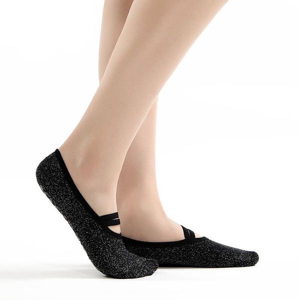 

dhl silver massage yoga socks backless ballet dance socks women non-slip sole grip thick fitness socks for pilates 4 style g519s, Black