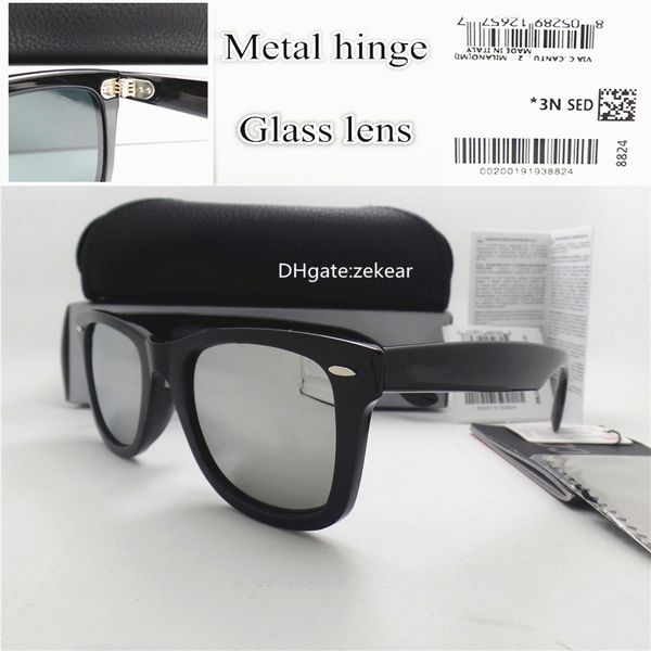 

glass lens men women sunglasses uv400 brand eyewear metal hinge 52mm side beach vintage mercury face eyeglass with box case beach, White;black