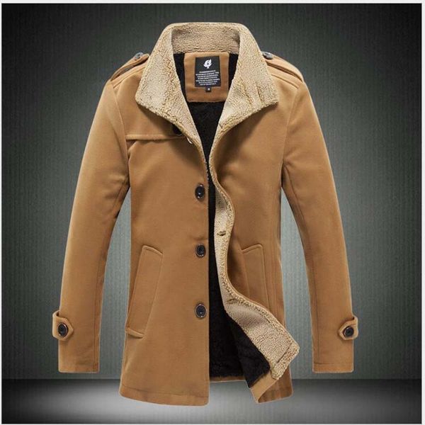

new woolen coat men's clothing long section youth nizi jacket winter blusa masculina inverno abrigos hombre invierno hombre, Black