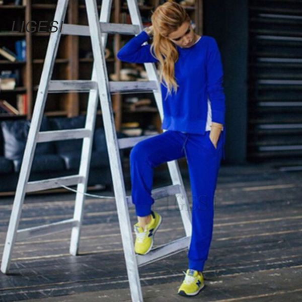 

new autumn winter women cotton tracksuit 2 piece set clothing solid sportswear suit woman irregular hoodies set costumes wholesale, Gray