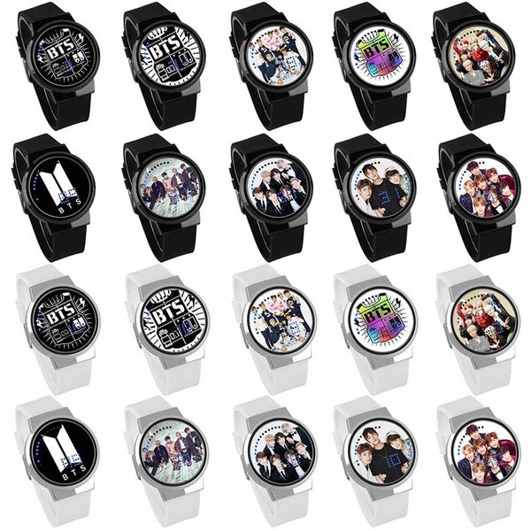 

2018 new bts bangtan boys watch waterproof led touch screen wrist watches, Slivery;brown