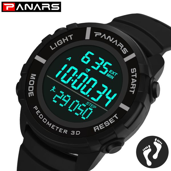 

panars 12/24 hours chrono men watch digital 3d pedometer running sport watches man water resistant alarm wristwatch clock 8111, Slivery;brown