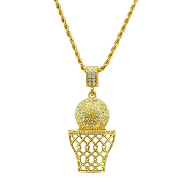 

Мужская 14k позолоченный хип-хоп баскетбол кулон 3mm30 " кубинская цепь Бесплатная до