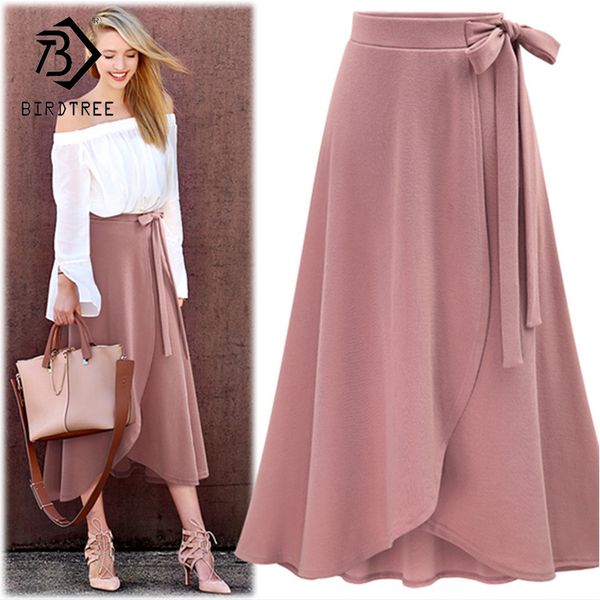 

2018 women skirts summer new arrival asymmetrical slim empire solid lace up casual style fashion mid skirts sale b88301l, Black