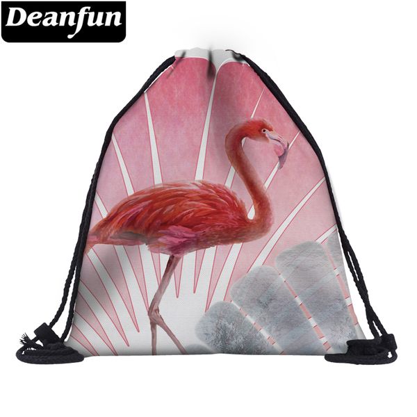 

deanfun flamingo drawstring shoulder bag 3d printing women school organizer 60125