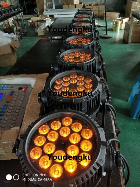 8 parça Dj DMX RGBWA UV Su Geçirmez IP65 Led Par Kutular rgbwa uv 6in1 led duvar yıkama par ışık açık par led 18x18 w