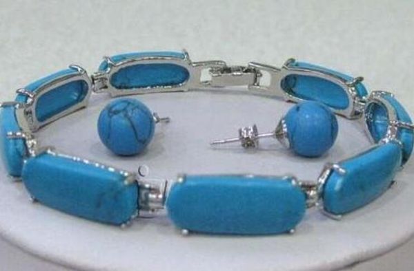 Prezzo all'ingrosso 16new ^^^^ Set di orecchini bracciale in pietra blu