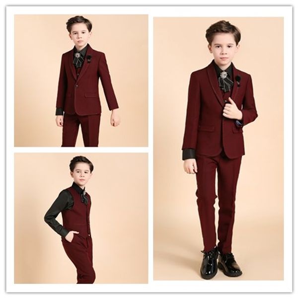 

2018 design children formal wear 3 pieces 1 button boy wedding groom suits polyester boys' formal wedding/birthday custom made, Black