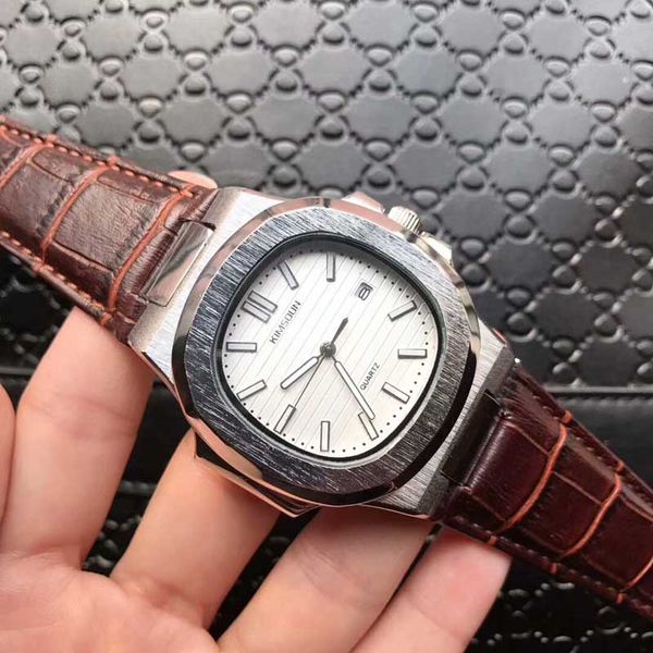 

selling relogio masculino mens watches brand luxury quartz watch men gift casual leather military fashion sports wrist watch clock, Slivery;brown