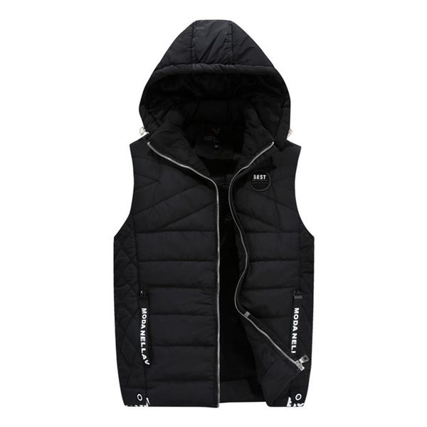 

new mens jacket sleeveless vest winter fashion casual coats male hooded cotton-padded men's vest men thickening waistcoat, Black;white