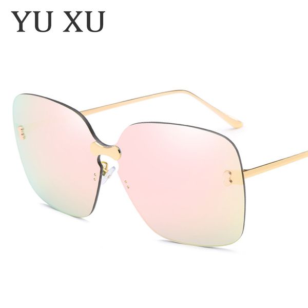 

yu xu new trendy fashion square lens sunglasses women frameless siamese sunglasses mens metal legs sunglasses uv400 h117, White;black