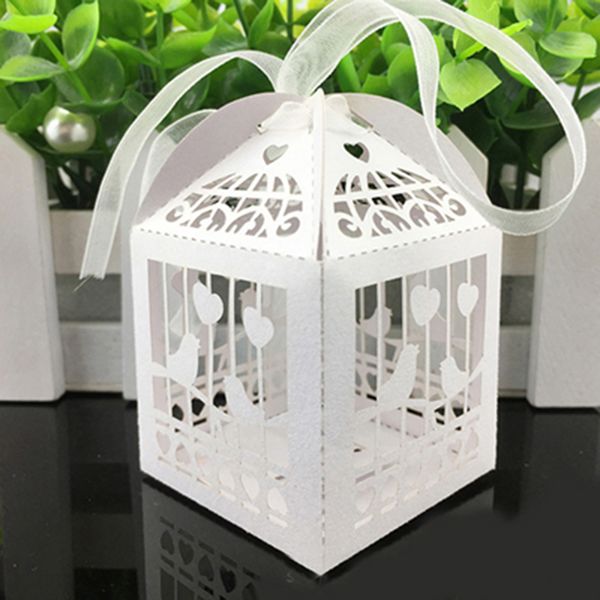 

50pcs love bird ribbon cage wedding candy box sweets gift favors boxes party decoration wedding birthday party event supplies