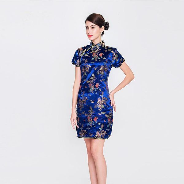 

chinese style lady blue qipao dragon&phoenix women cheongsam vintage mandarin collar dresses slim dress oversized s-6xl, Red