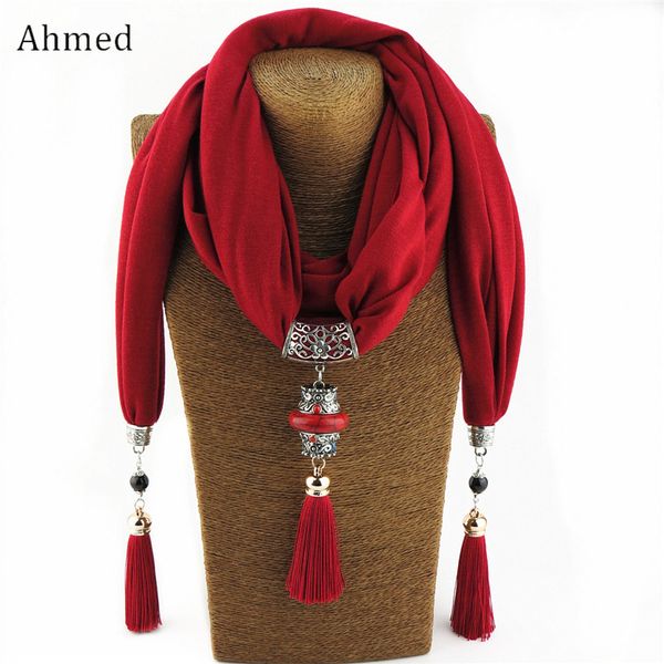 

ahmed bohemian national wind scarf necklaces buddha beads collar choker new maxi statement necklace for women style jewelry, Silver