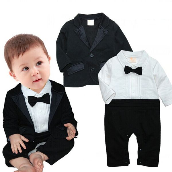 

spring autumn baby boy clothing set gentleman cravat baby romper + outerwear coat 2pcs set infant clothes newborn suit, White