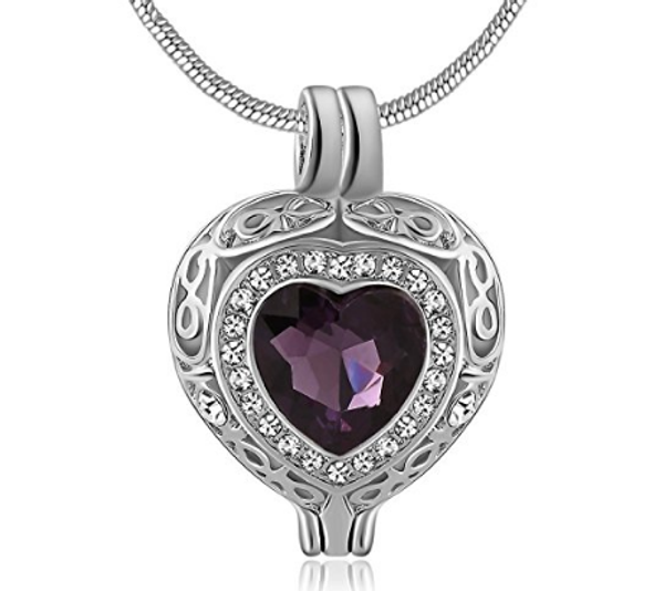 

wholesale stainless steel round can open heart-shaped carved perfume bottle necklace to commemorate lovers' pet funeral pyre fashion pe, Silver