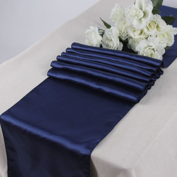 

new 10pcs navy blue satin table runners 12" x 108" wedding party decorations