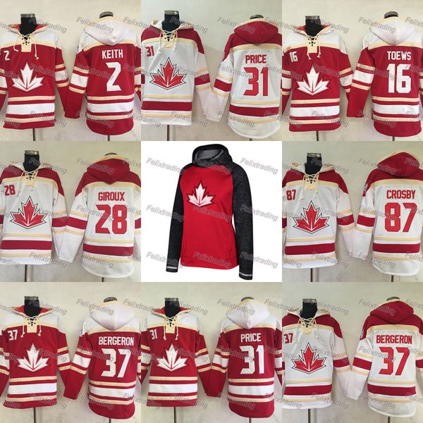 

2016 World Cup Pullover Hoodie 28 Claude Giroux Hoodie 31 Carey Price 87 Sidney Crosby 37 Patrice BEGRN white Red Black Hockey Hoodies