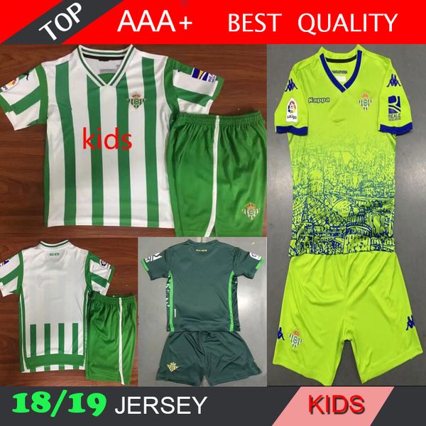 

Real beti kid kit 2018 2019 home away occer jer ey boudebouz mandi barta tello carvalho william jer ey 18 19 boy football hirt