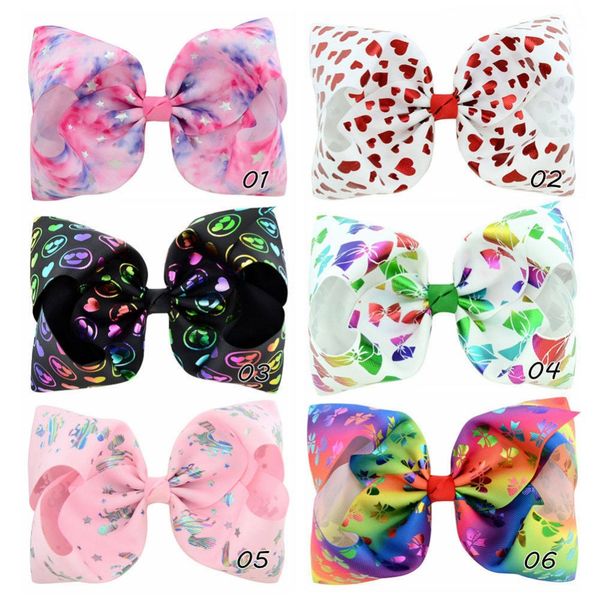 

mengna big 8" print jojo hair bow with clips barrettes women girl dance bow fashion girls hair accessories,20pc, Slivery;white