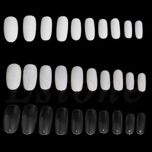 

500 pcs oval full round acrylic french false fake nail tips white natural clear, Red;gold