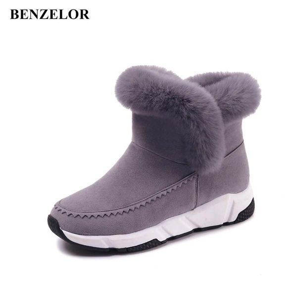 

benzelor 2018 winter wedge patchwork faux fur fashion women shoes woman boots platform warm snow femme ladies boot black a176