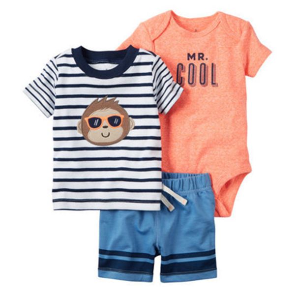 

carter bebes baby boys summer clothing set ( t-shirt+short sleeve bodysuit+shorts) 6months to 24 months bebes, Blue