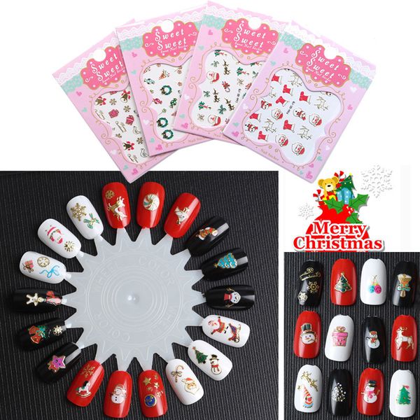 

10pcs 3d nails art stickers new 2016 christmas nail sticker santa claus designs unhas women diy christmas decorations for home, Black