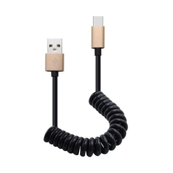 

type-c charger spring spiral coiled cable data sync for mobile phone