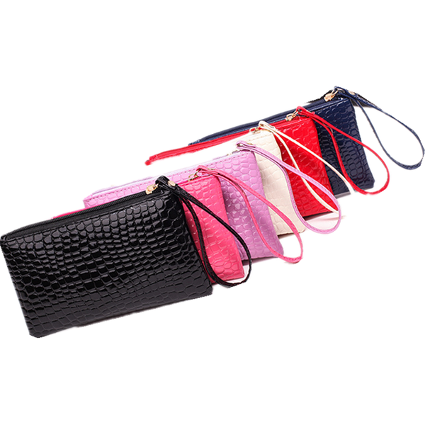 

wholesale women pu leather clutch bag casual crocodile pattern coin purse travel cosmetic bag hoho shop gift bag