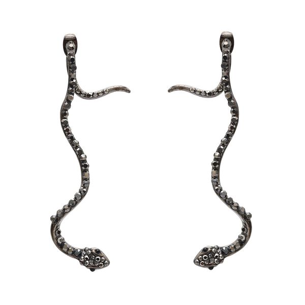 

new fashion gothic punk black gun plated snake stud earings unique colorfull rhinestone stud earrings jewelry gift, Silver