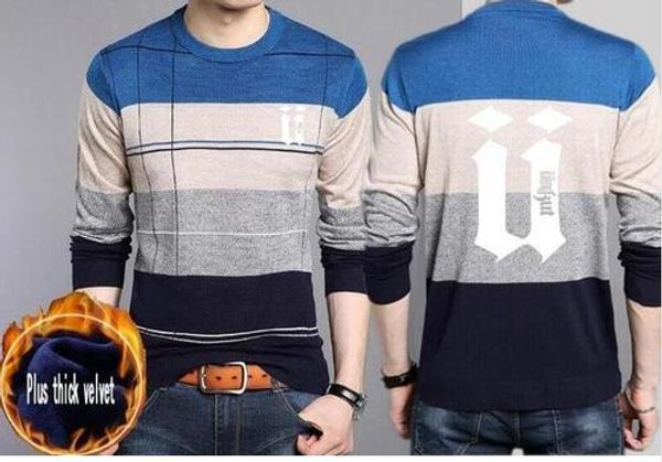 

brand new wholesale letter u unkut print pattern round neck sweater knit striped sweater head crochet striped knit, White;black