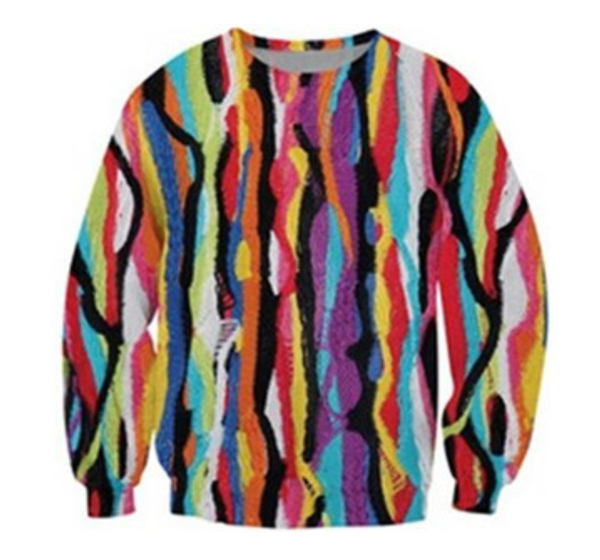 

wholesale-fashion womens/mens rainbow funny 3d print casual sweatshirt qq030, Black