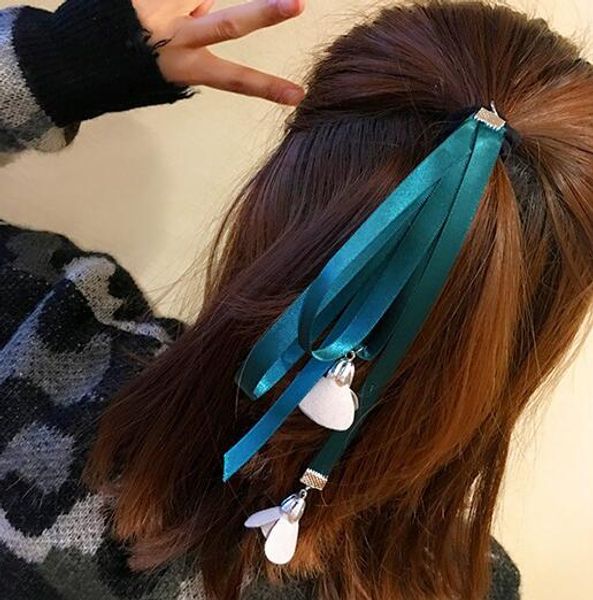 2019 Temperment Girl Silk Ribbon Dangle Hair Ties Hairband Flower