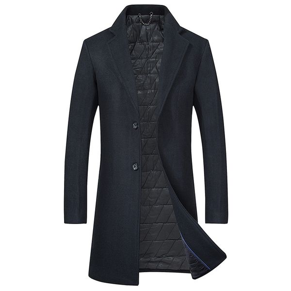 

2018 бизнес стильный casaco masculino мужские осень/зима толще силм fit шерстяное пальто высокого качества шерсть пальто для мужчин, Black