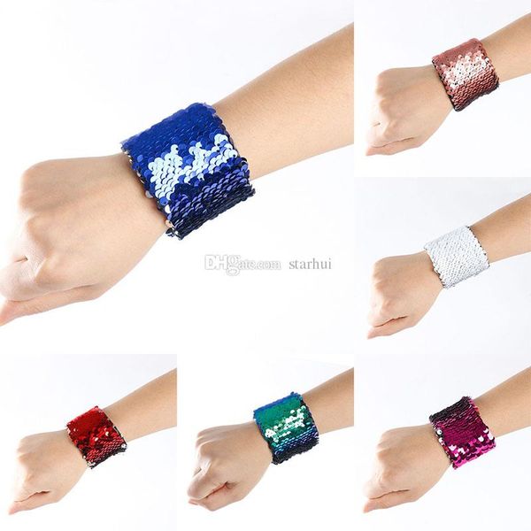 

17 colors charm bracelets diy mermaid sequin wristband glitter jewelry bangle wedding party christmas favors gifts wx9-192