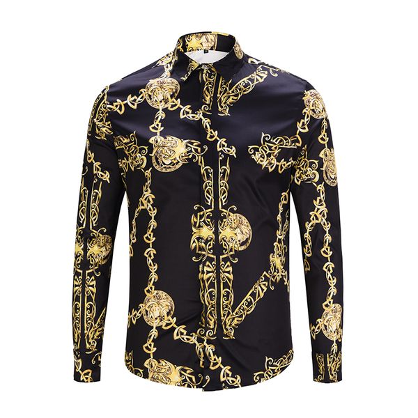 

new men shirt men's fashion dress shirts slim fit casual long sleeve cotton shirts 3d printing shirt 90035, White;black