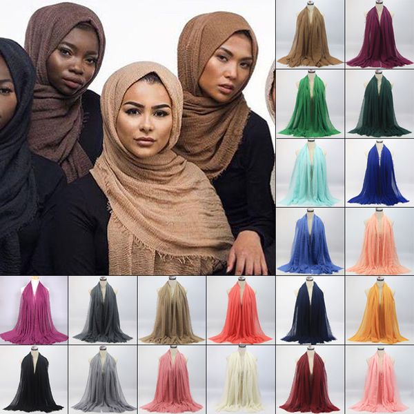 

fringes bubble big shawls soft scarf/scarves fringes solid women hijabs muslim plain muffler women scarf wrap wrinkle pashmina wwdui, White;black