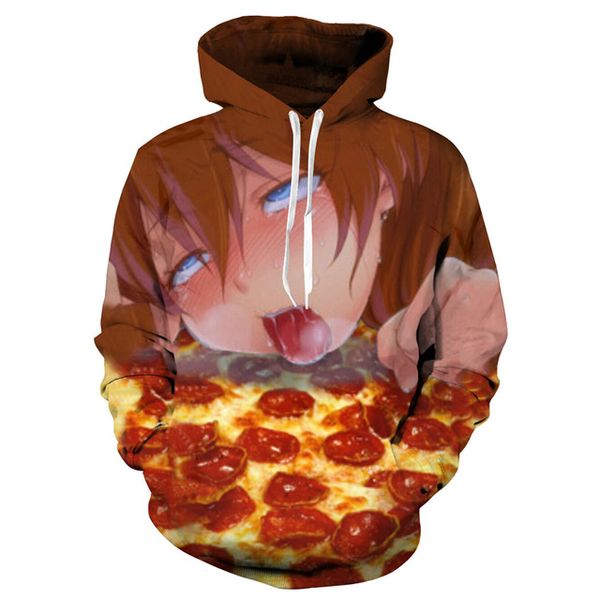 

2018 новая мода пицца Ahegao толстовки толстовка Осень Зима мужская с длинным рукавом