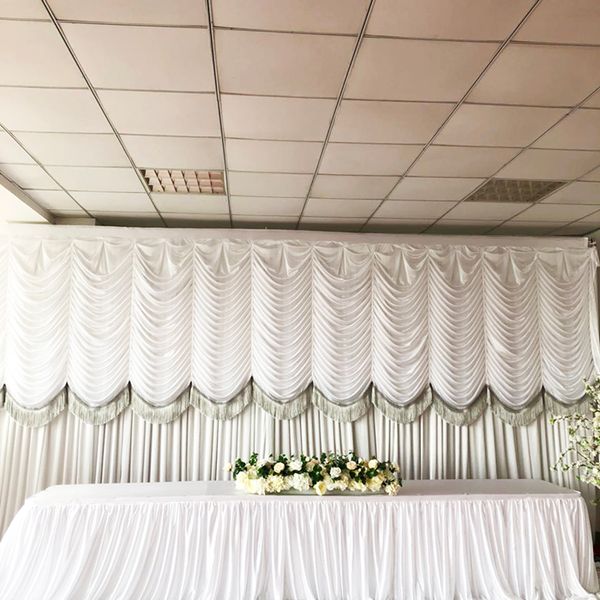 Tenda Swag ondulata per matrimonio romantico di nuova moda con nappa argentata solo decorazione per eventi di festa di nozze