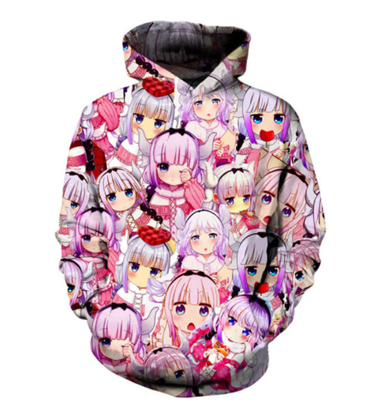 

Новые женщины моды / мужские пары Kawaii Kanna Kamui Pink 3D принт с капюшоном Толстовка L028