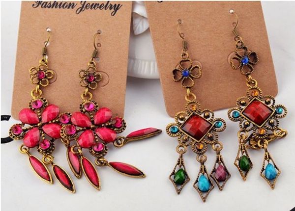 

jewelry womens earrings bohemian dangle earrings mixed lot vintage antique gold plated beading vintage chandelier earring, Silver