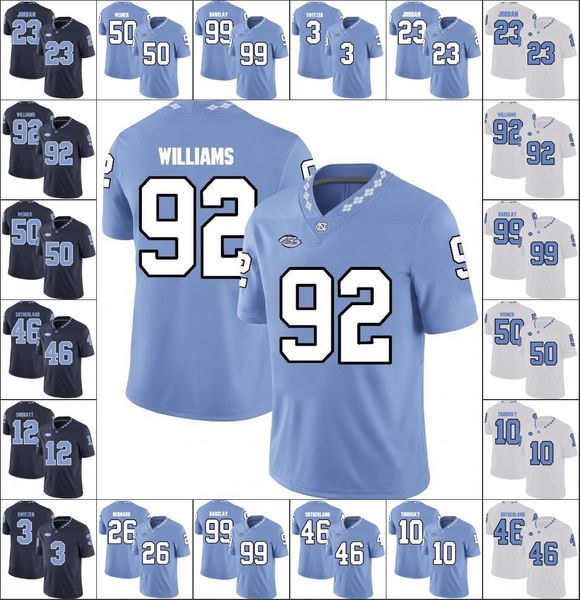 

North Carolina NCAA 10 Trubisky 92 Williams 50 Weiner 3 Switzer 46 Sutherland 6 Stewart Searcy Jersey Stitched College football Men's jersey